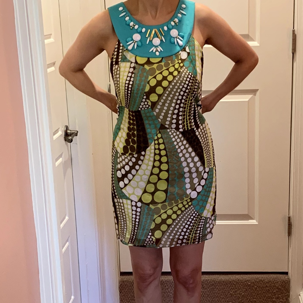 New Milly Cotton & Silk Print Beaded Dress, Nwt